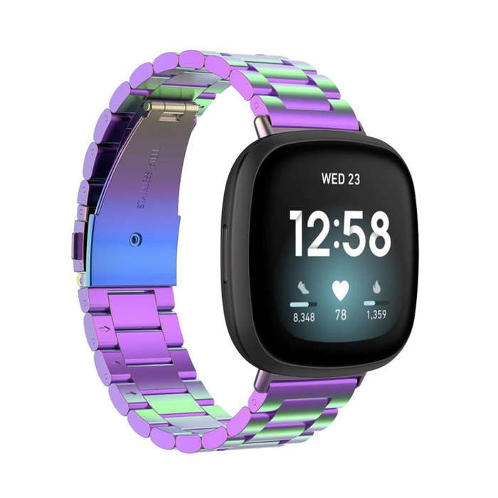 For Fitbit Versa 3 / Fitbit Sense 3-Beads Stainless Steel Watch Band with Disassembly Tools(Color...