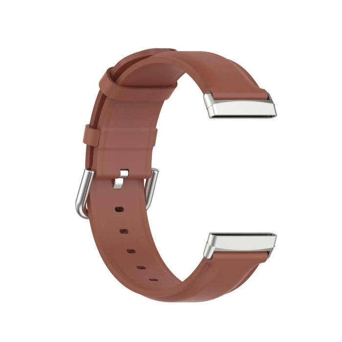 For Fitbit Versa 3 / Fitbit Sense Round Tail Leather Watch Band, Size: Free Size(Brown)