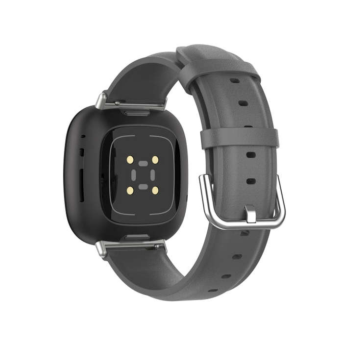 For Fitbit Versa 3 / Fitbit Sense Round Tail Leather Watch Band, Size: Free Size(Gray)