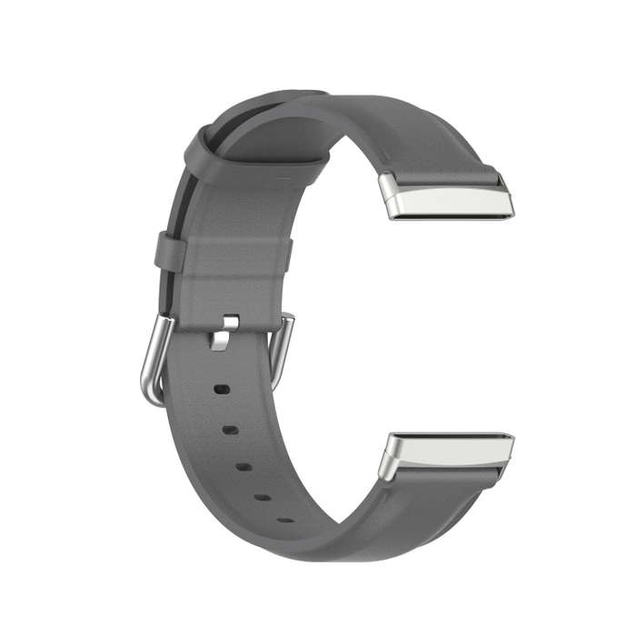 For Fitbit Versa 3 / Fitbit Sense Round Tail Leather Watch Band, Size: Free Size(Gray)