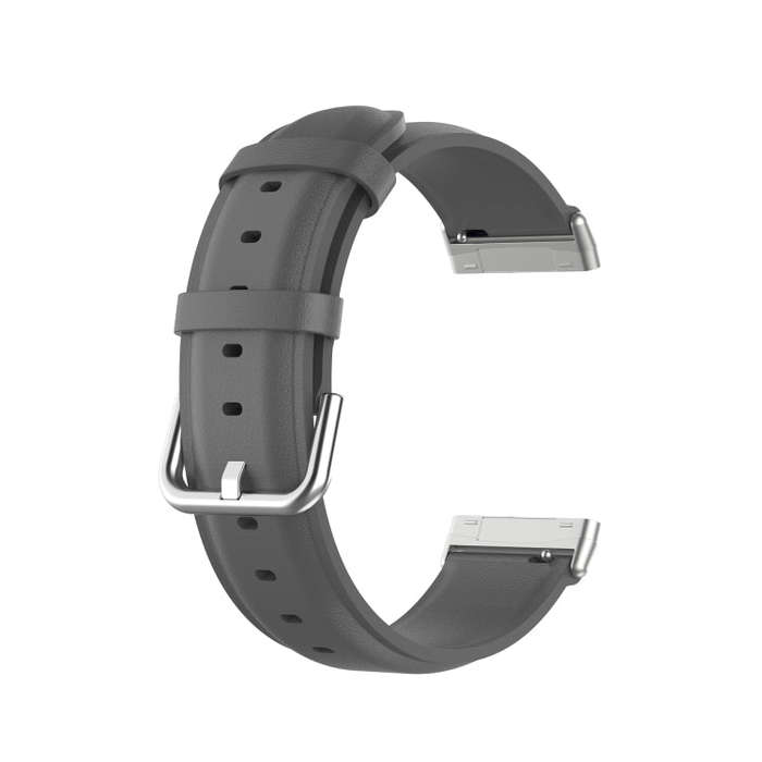 For Fitbit Versa 3 / Fitbit Sense Round Tail Leather Watch Band, Size: Free Size(Gray)