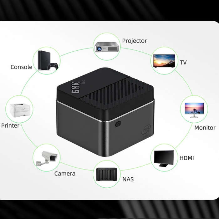 GMK NucBox Windows 10 System Mini PC, Intel Celeron J4125 Quad Core 64bit 14nm 2GHz-2.7GHz, Suppo...