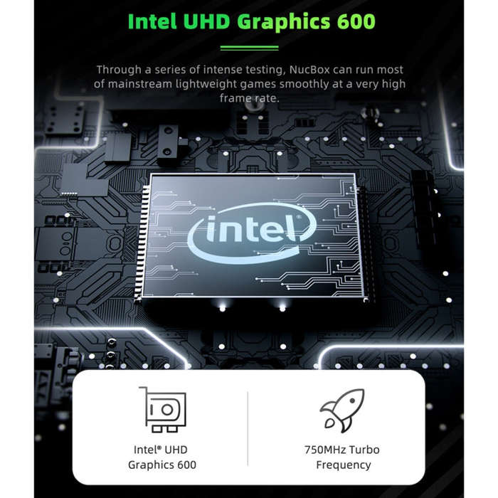 GMK NucBox Windows 10 System Mini PC, Intel Celeron J4125 Quad Core 64bit 14nm 2GHz-2.7GHz, Suppo...