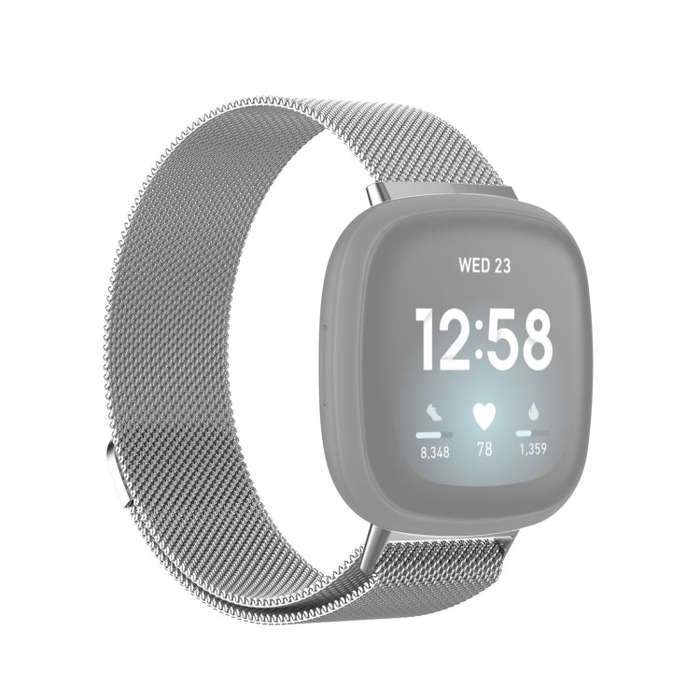 For Fitbit Versa 3 Milanese  Watch Band, Size:L 230mm(Silver)