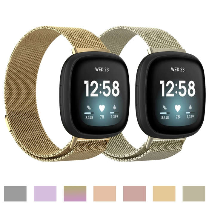 For Fitbit Versa 3 Milanese  Watch Band, Size:L 230mm(Silver)