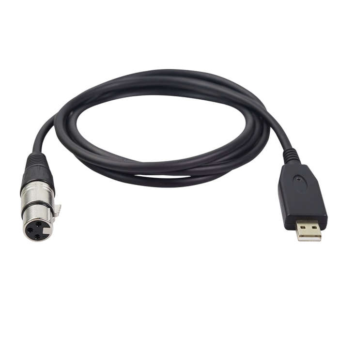US18 USB to XLR Female Microphone Recording Cable, Cable Length:3m(Black)