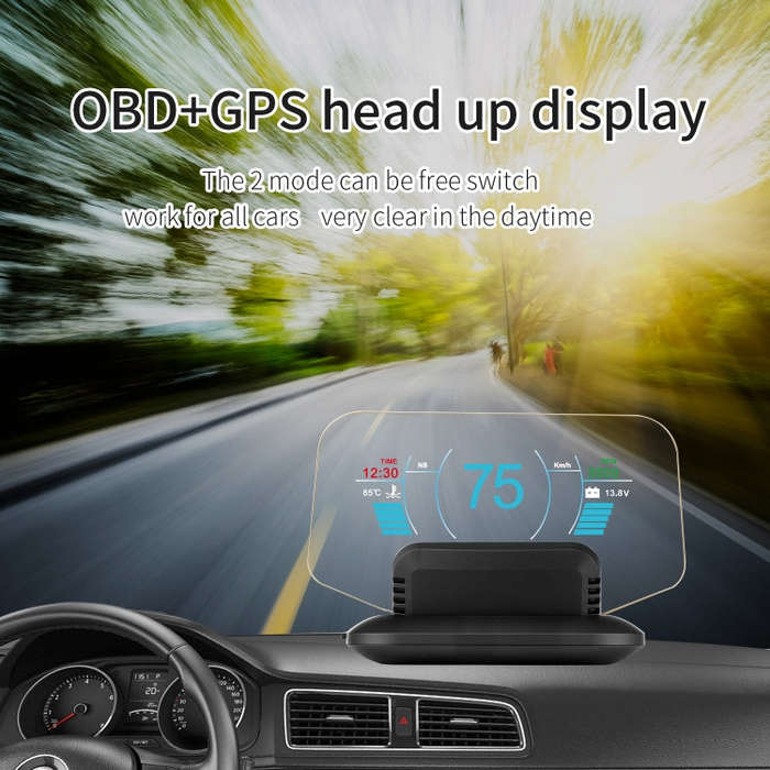 C1 OBD2 + GPS Mode Car HUD Head-up Display Compass / Speed / Water Temperature / Voltage Display ...