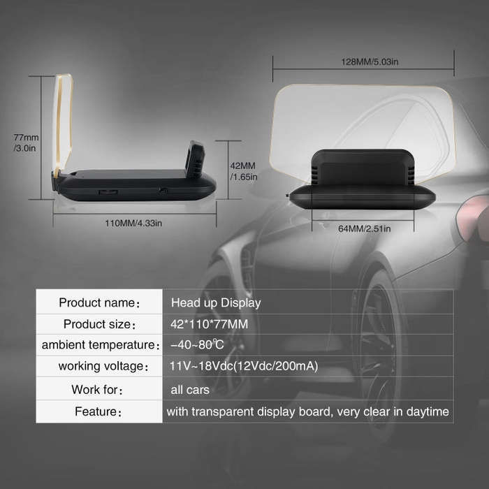 C1 OBD2 + GPS Mode Car HUD Head-up Display Compass / Speed / Water Temperature / Voltage Display ...