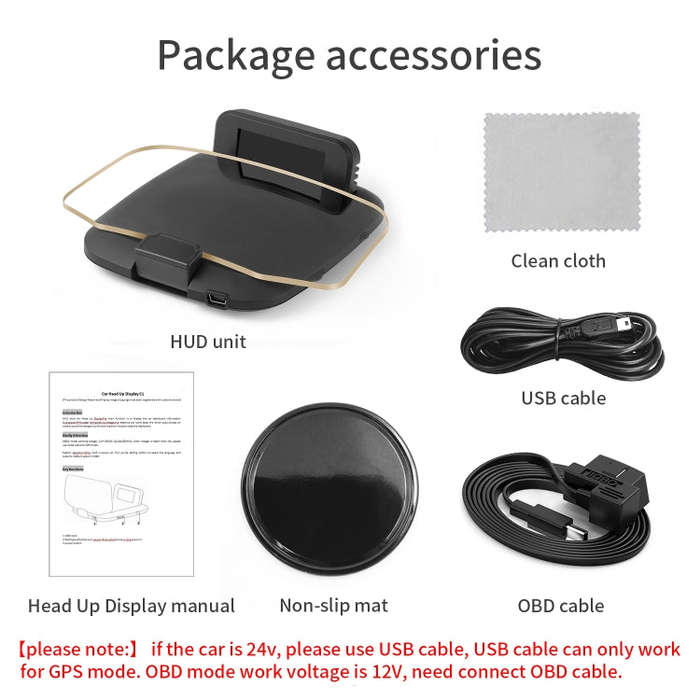 C1 OBD2 + GPS Mode Car HUD Head-up Display Compass / Speed / Water Temperature / Voltage Display ...