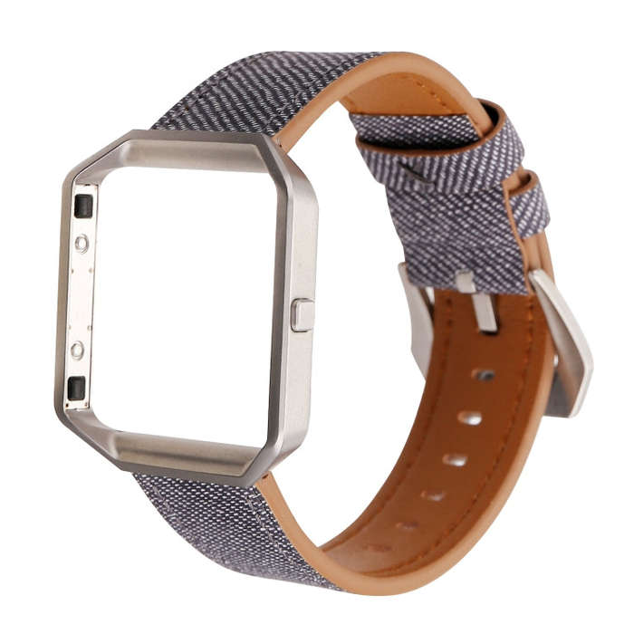 For Fitbit Blaze Cowboy Texture Leather Watch Band(Black)