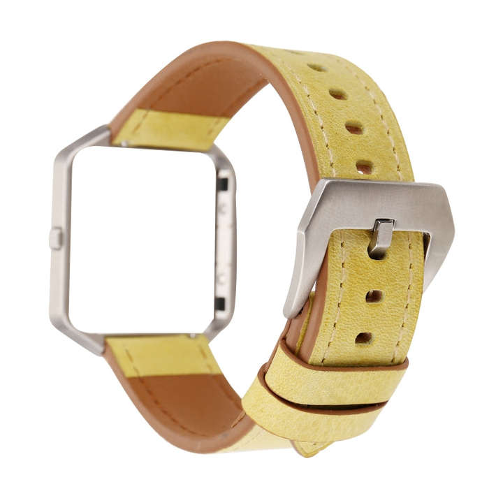 For Fitbit Blaze Fresh Style Leather Watch Band(Yellow)