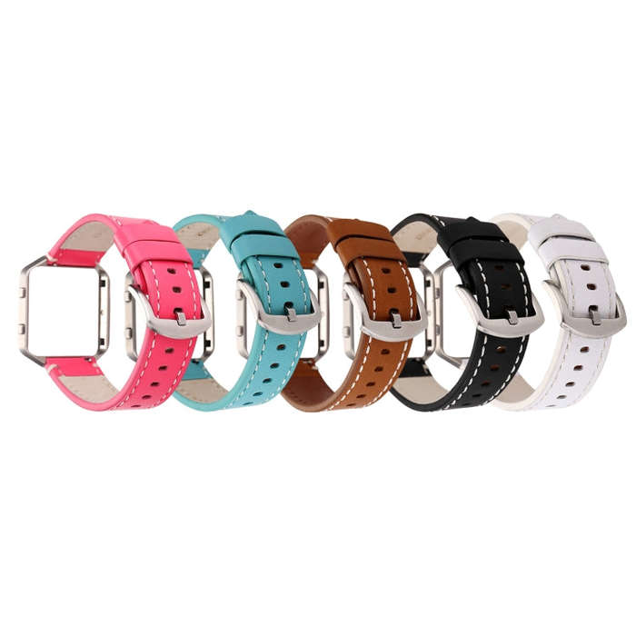 For Fitbit Blaze Calf Leather Watch Band(Sky Blue)