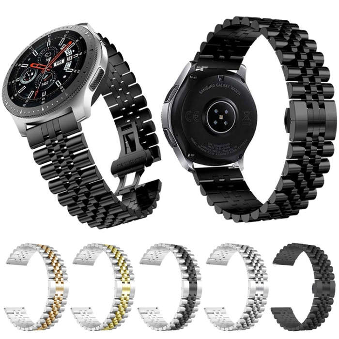 20mm For Huawei Watch GT 2 42mm Five Beads Steel Watch Band(Black)