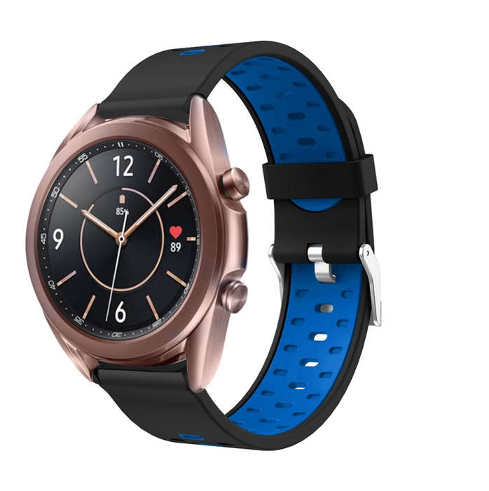 For Samsung Galaxy Watch 3 41mm Three Row Holes Silicone Watch Band(Blue Blue)
