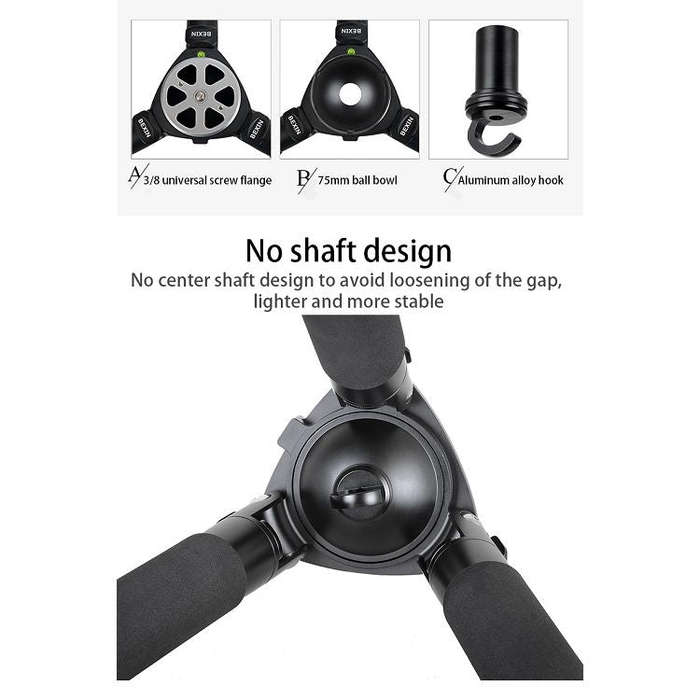 BEXIN ST364C Rugged Camcorder Photographic Carbon Fiber Big Tripod, Max Tube: 36mm