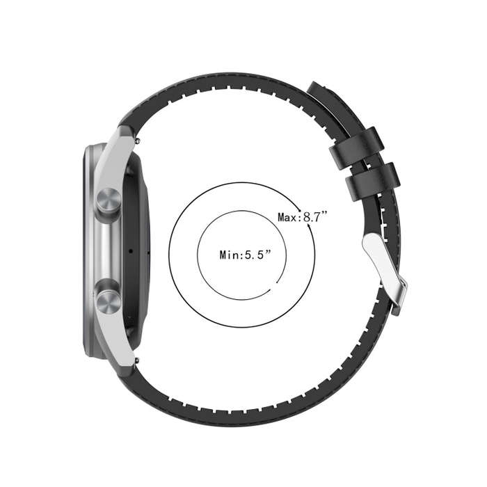 22mm Silicone Leather Watch Band for Samsung Galaxy Watch 3 45mm(Black)
