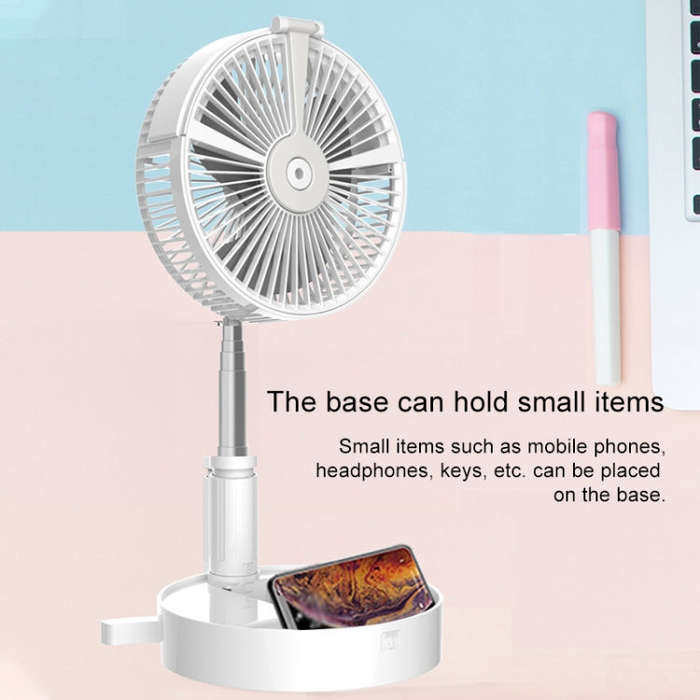 Humidifying and Moisturizing Spray Fan USB Charging Desktop Portable Folding Fan (White)