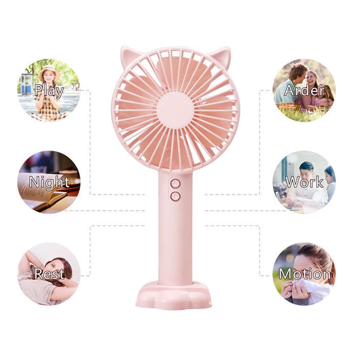 N10 Multi-function Handheld Desktop Holder Electric Fan, with 3 Speed Control (Red)