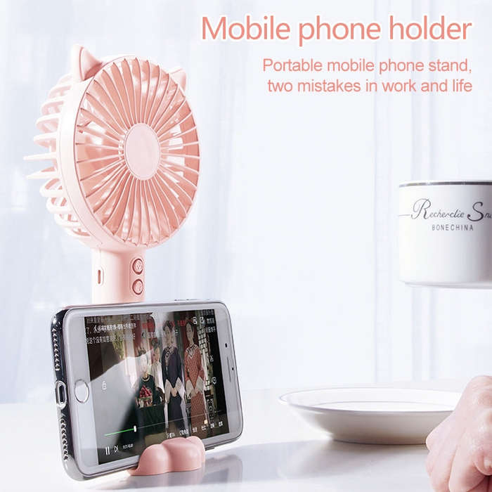 N10 Multi-function Handheld Desktop Holder Electric Fan, with 3 Speed Control (Red)