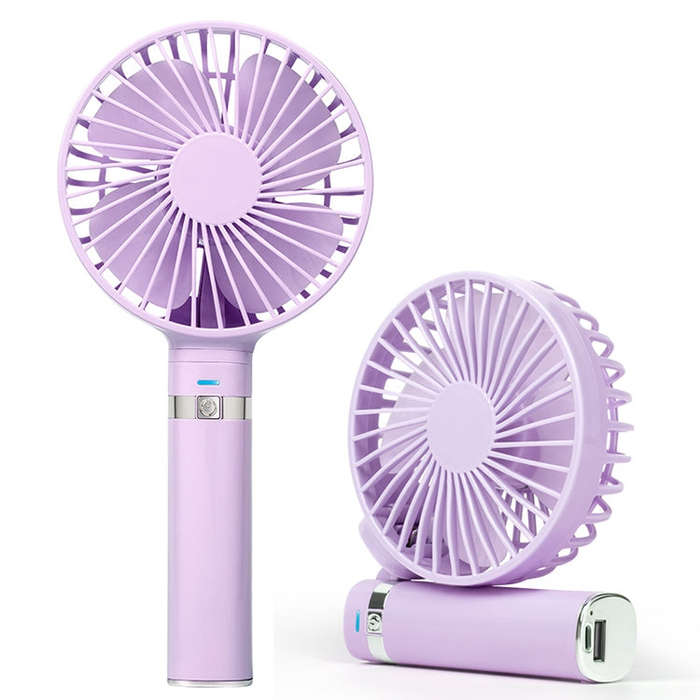S2 Portable Foldable Handheld Electric Fan, with 3 Speed Control & Night Light (Purple)