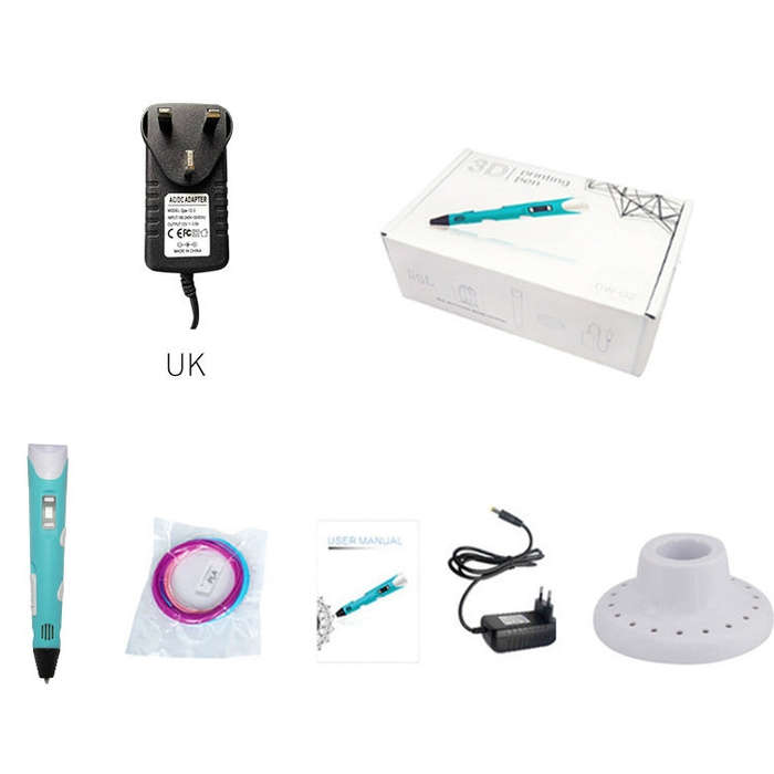 Hand-held 3D Printing Pen, UK Plug (Blue)