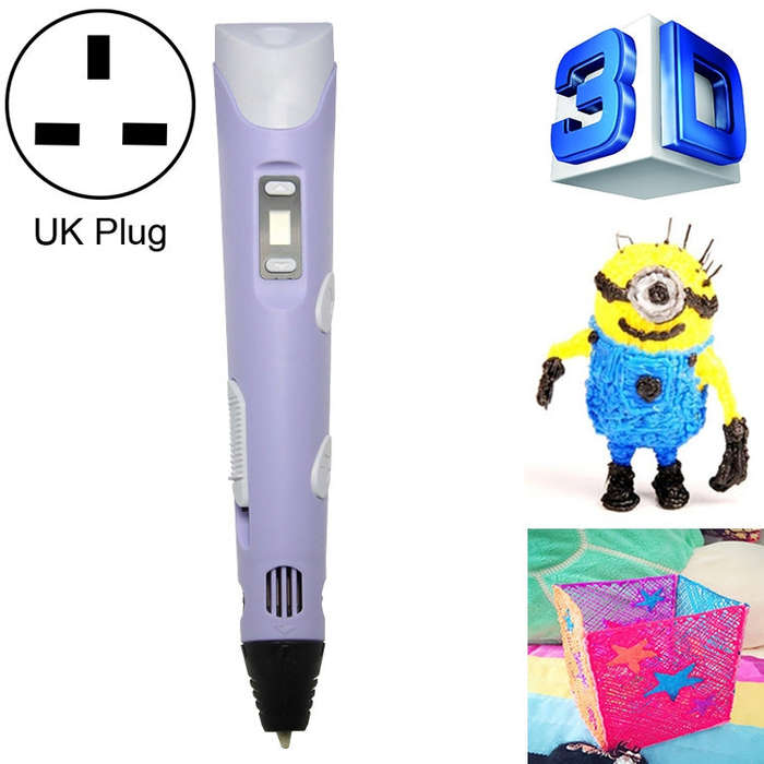 Hand-held 3D Printing Pen, UK Plug (Purple)