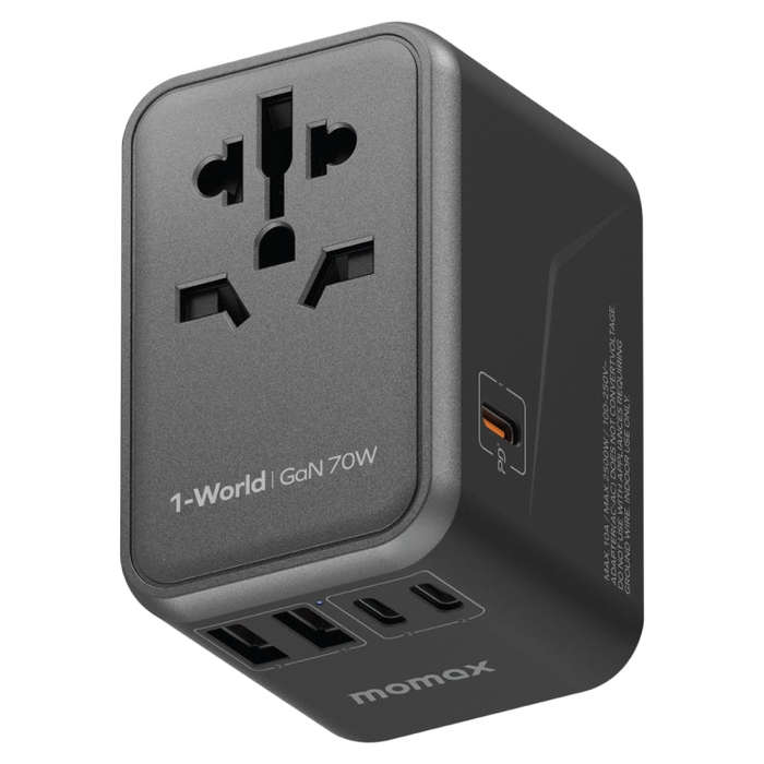 MOMAX 1-World UA8 PD 70W Fast Charger Power Adapter(Black)