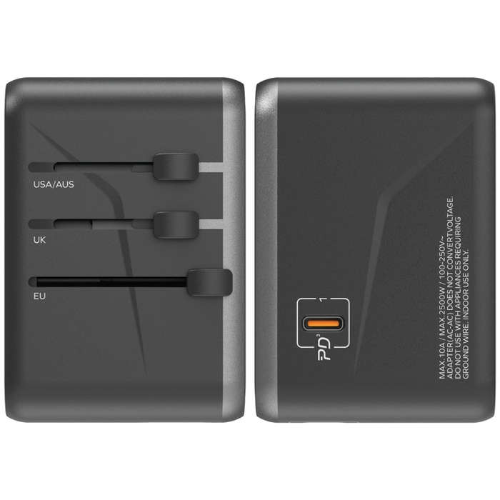 MOMAX 1-World UA8 PD 70W Fast Charger Power Adapter(Black)
