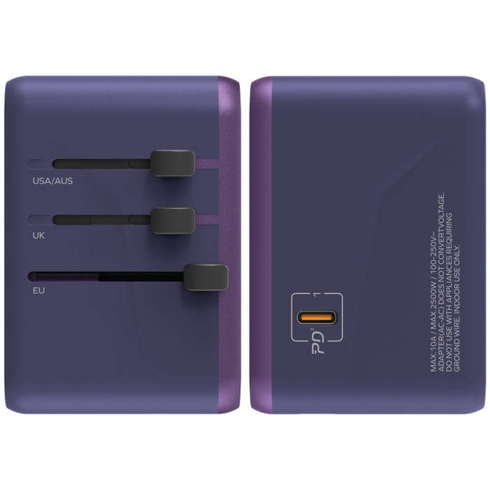 MOMAX 1-World UA8 PD 70W Fast Charger Power Adapter(Purple)