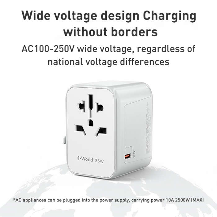 MOMAX 1-World UA9 PD 35W Fast Charger Power Adapter(White)