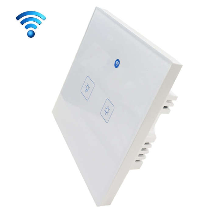 WS-UK-02 EWeLink APP & Touch Control 2A 2 Gangs Tempered Glass Panel Smart Wall Switch, AC 90V-25...