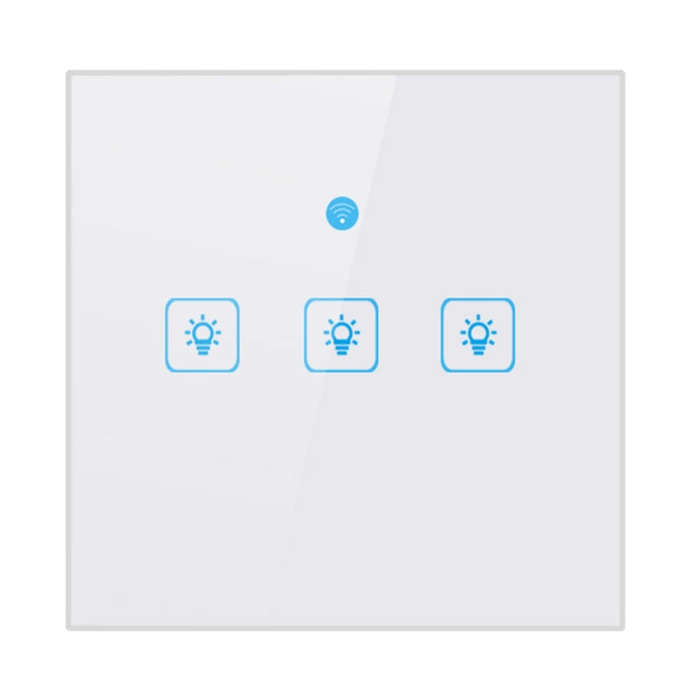 WS-UK-03 EWeLink APP & Touch Control 2A 3 Gangs Tempered Glass Panel Smart Wall Switch, AC 90V-25...
