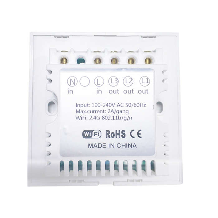 WS-UK-03 EWeLink APP & Touch Control 2A 3 Gangs Tempered Glass Panel Smart Wall Switch, AC 90V-25...