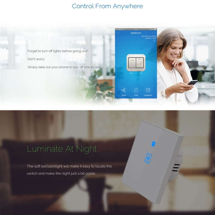 WS-EU-03 EWeLink APP & Touch Control 2A 3 Gangs Tempered Glass Panel Smart Wall Switch, AC 90V-25...