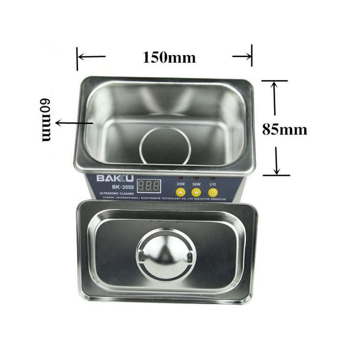 BAKU BK-3550 35W / 50W Adjustable 0.8L LCD Display Ultrasonic Cleaner, AC 220V, EU Plug
