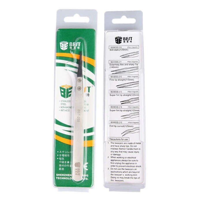 BEST BST-259 Stainless Steel Snti Static Tweezer