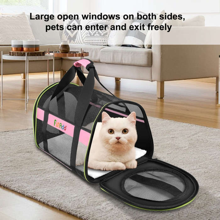 FUNADD Pet Travel Carrier Bag Shoulder Foldable Tote Bag(Pink)