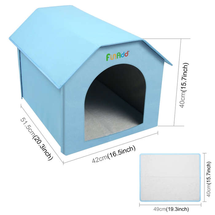 FUNADD Extra Large Folding Weatherproof Pet Houses with Removable Mat (Blue)