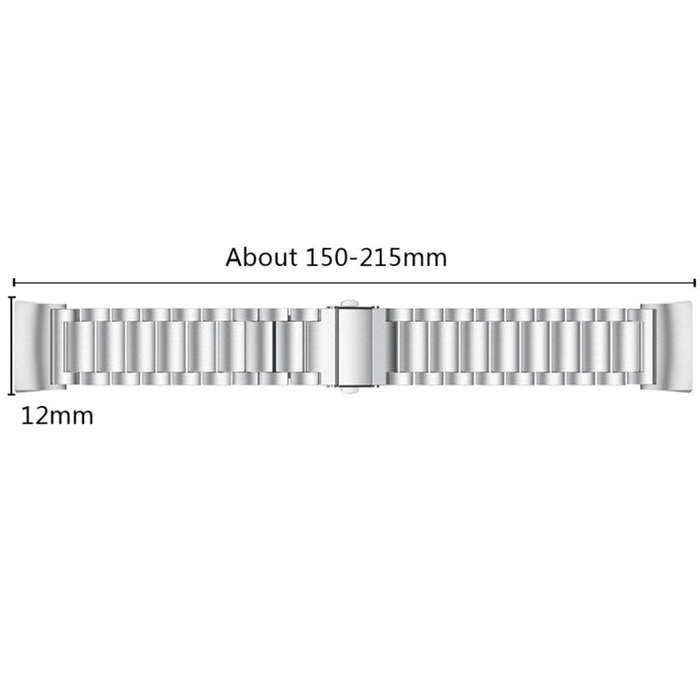 Three Beads Slingshot Buckle Solid Stainless Steel Watch Band for Fitbit Charge 4 (Silver)