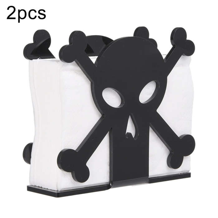 2pcs YX013-2 Acrylic Skull Table Paper Towel Organizer (Black)