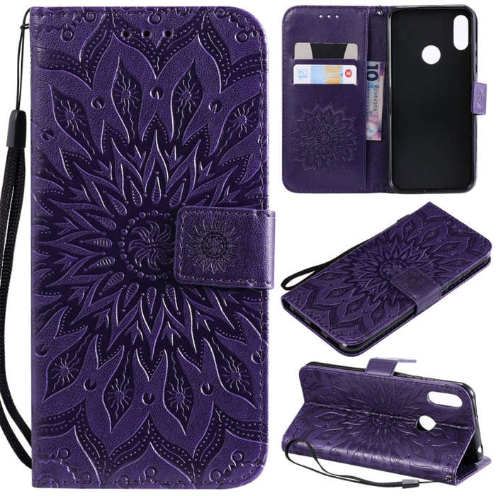 Sun Embossing Pattern Horizontal Flip Leather Case for Huawei Honor Play 8A / Y6 (2019), with Car...