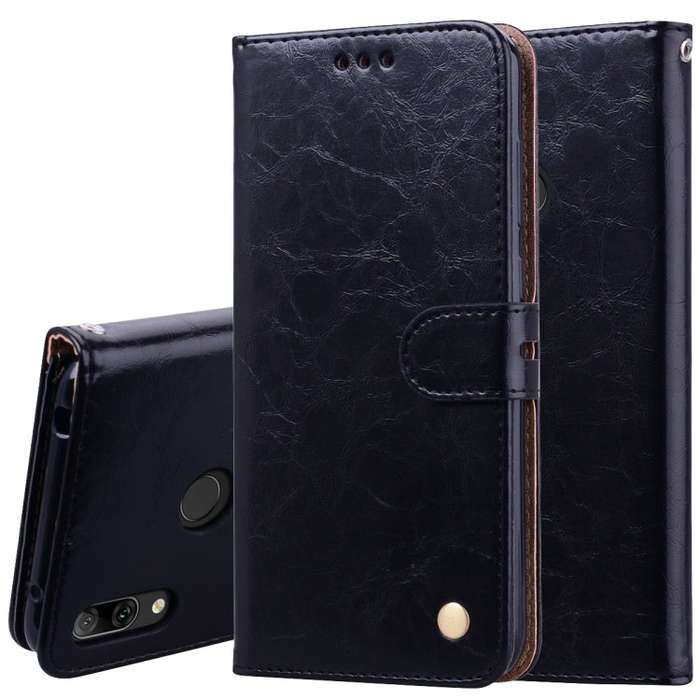 Business Style Oil Wax Texture Horizontal Flip Leather Case for Huawei Y7 (2019), with Holder & C...