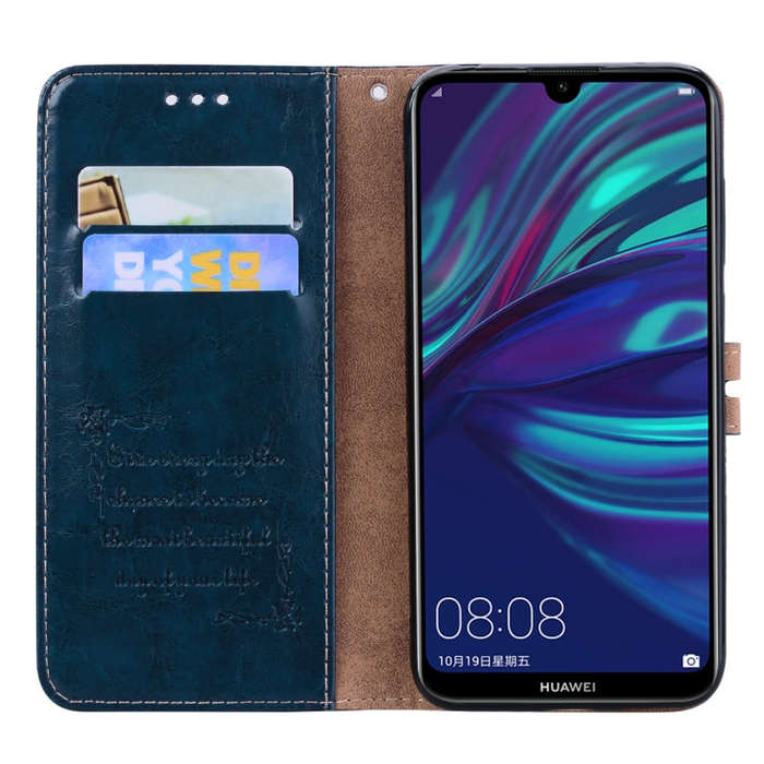 Business Style Oil Wax Texture Horizontal Flip Leather Case for Huawei Y7 (2019), with Holder & C...