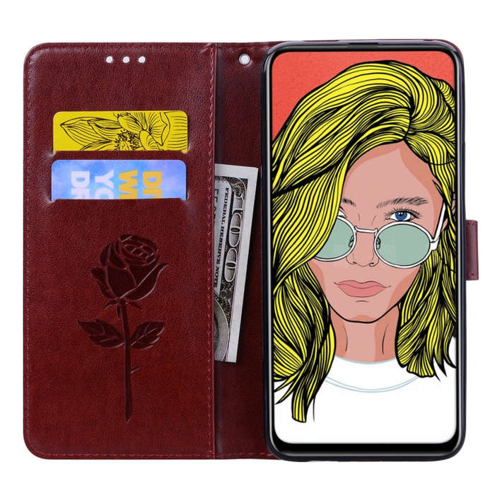 Rose Embossed Horizontal Flip PU Leather Case for Huawei P Smart Z, with Holder & Card Slots & Wa...
