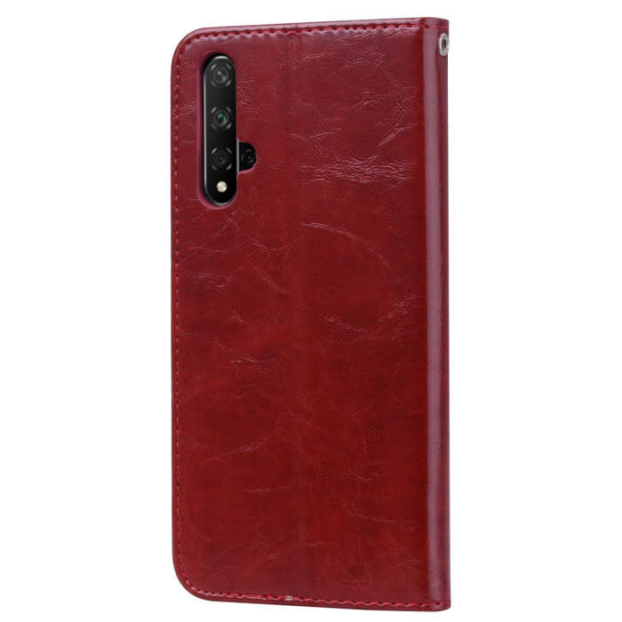 Business Style Oil Wax Texture Horizontal Flip Leather Case for Huawei Honor 20, with Holder & Ca...