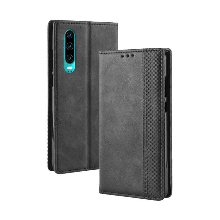 Magnetic Buckle Retro Crazy Horse Texture Horizontal Flip Leather Case for Huawei P30, with Holde...