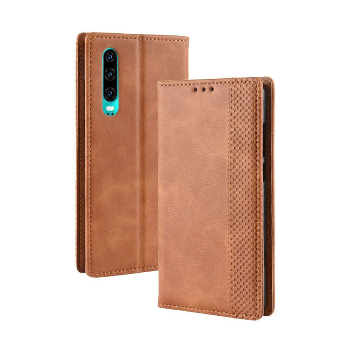 Magnetic Buckle Retro Crazy Horse Texture Horizontal Flip Leather Case for Huawei P30, with Holde...