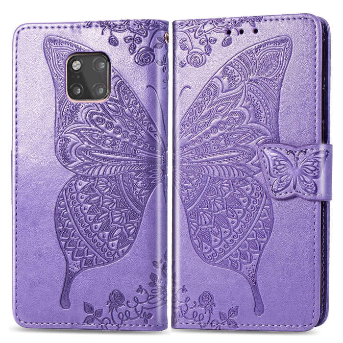 Butterfly Love Flowers Embossing Horizontal Flip Leather Case for Huawei Mate 20 Pro, with Holder...