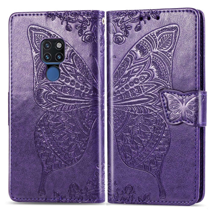 Butterfly Love Flowers Embossing Horizontal Flip Leather Case for Huawei Mate 20, with Holder & C...