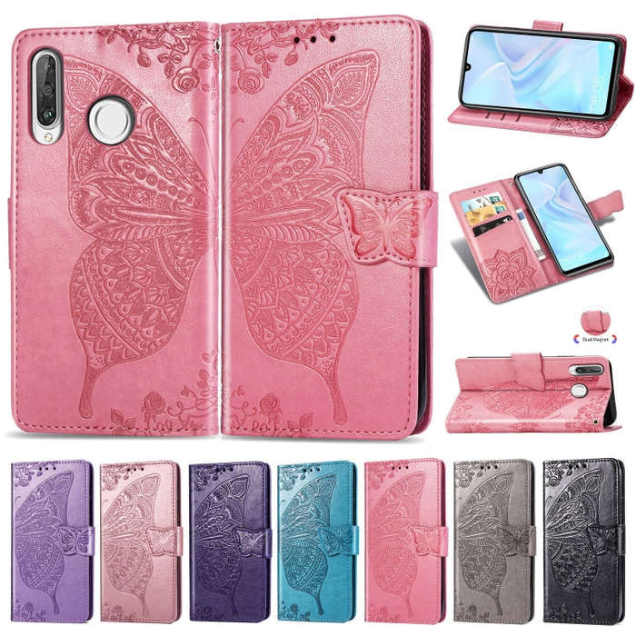 Butterfly Love Flowers Embossing Horizontal Flip Leather Case for Huawei P30 Lite / Nova 4e, with...